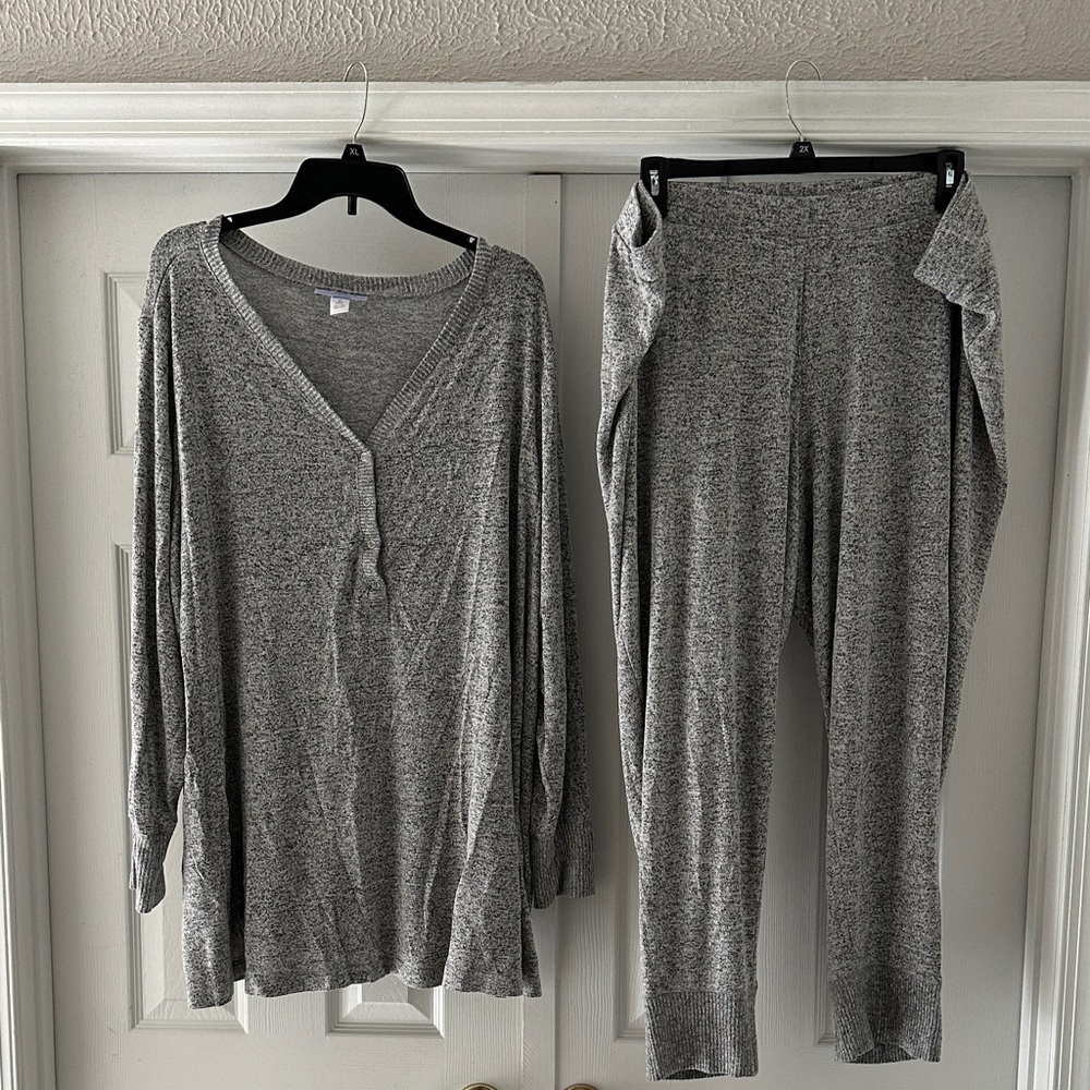 Motherhood Maternity Gray Knit Top and Pants Set